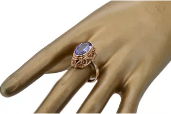 Alexandrite 14 كارت من الذهب الأحمر الوردي خاتم أسلوب فينتاج vrc374r